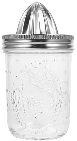 Kichvoe Presse-Agrumes Manuels Orange Citron Citron Vert Couvercle Presse-Agrumes Manuel En Acier Inoxydable Avec Bocaux Mason En Verre Pour Jus De Fruits Orange (480 Ml)