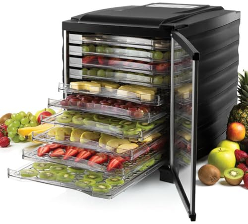 PAHION 10 Couches Déshydrateur Alimentaire Acier Inoxydable Desidrateur Aliment De Fruits Affichage LED avec Contrôle De La Température Minuterie Numérique 24 Heures pour Les Fruits, Légumes, Viandes