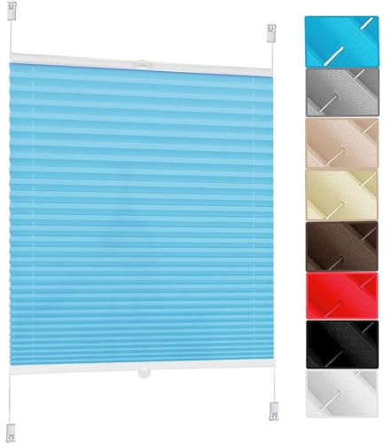 Plissee Klemmfix Klemmfix-Plissee 100 x 150 cm Blickdicht Easyfix Sonnenschutz Verdunklungsplissee für Fenster & Tür, Blickdichtes Falt-Rollo, für Fenster und Tür, Blau