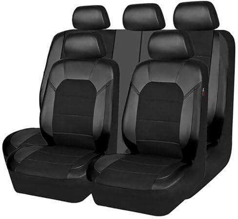 KLUFO Auto Leder Sitzbezüge Sets für VW T4 T5 T6 Multivan/MK6 2000-2023 2024, Auto Sitzschoner Wasserdichter VerschleißFest Atmungsaktiv Zubehör,Black
