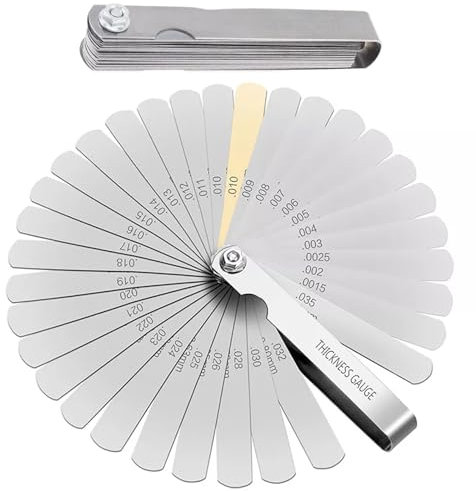 Spessimetri Lame Acciaio,Spessimetro Lame,Spessimetro 32 Lame,Spessimetro Valvole, Spessimetro Pieghevole Misurazione Doppia,Per Misurare Larghezza Spessore Dimensioni