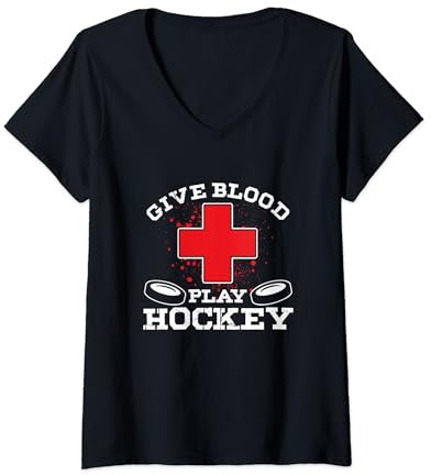 Damen Eishockeyspieler Eishockeyspielerin Puck Eishockey Geschenk T-Shirt mit V-Ausschnitt