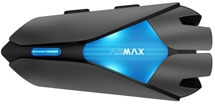 ASMAX Z1 Interfono Moto, Comunicazione Bluetooth con Controllo Vocale, Interfono Mesh per 10 Piloti, Ricarica Rapida in 42 min/Universale/Cancellazione del Rumore/IP67 Impermeabile