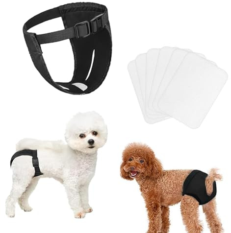 Hundehose für die Saison, 1 x Hundehose, mit 10 Damenbinden, verstellbare Schutzhose für Hündinnen, für Hündinnen in Hitze, monatliche Blutungszeit