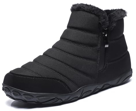 Barefoot Botas de Nieve Zapatos Invierno Hombre Mujer Forro Cálido Resistente al Agua Caliente Antideslizante Cómodas y Abrigadas Casuales Minimalistas Boots Botines de Nieve Unisex Negro EU42