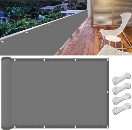 Sonnensegel Rechteckig 60 x 350 cm,98% Uv Schutz Reißfest Wetterfest, Wasserdicht, Langlebiges, Rechteckig Schattiernetz Sunsail Sonnensegel,Für Terrasse Garten, Hellgrau