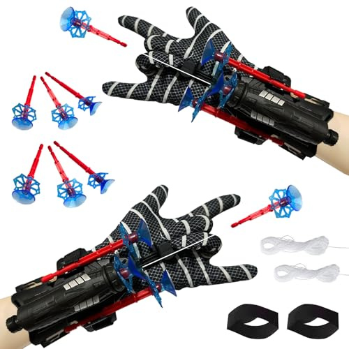 TKGEOUE Super Spiderm Launcher 2 Set Kids Spiderm Hero Handschuhe Spiderm Launcher Handschuhe Spiderm Handschuhe Kinder Spiderm Web Shooter Spiderm Hero Handgelenk Spielzeug Set.