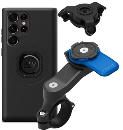 Quad Lock Telefonfäste för Motorcykelstyre med Vibrationsdämpare och MAG-fodral för Galaxy S22 Ultra