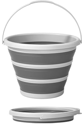 Gronivex 2.6 Gallon Collapsible Bucket with Handle - Foldable Portable Water Pail for Car Wash, Camping, RV, Boat, Fishing - Space-Saving Multi-Purpose Cleaning Bucket, BPA Free