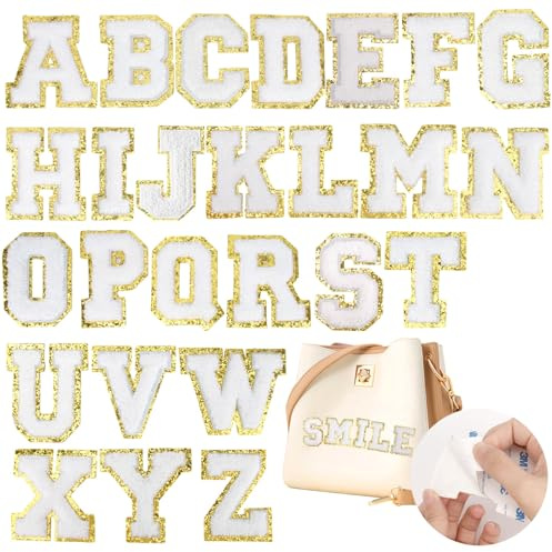 26pcs Buchstaben Aufkleber A-Z,Aufbügel Patches,Buchstaben Zum Aufbügeln,Bügelbild Selbst Gestalten,Buchstaben Aufbügeln,Bügelbuchstaben Für Textilien,Buchstaben Zum Aufnähen Groß,Weiß