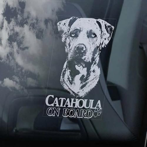 LMMIXEE Catahoula on Board Aufkleber Auto Aufkleber Fenster Aufkleber Cur Louisiana Leopard Hound Hund Schild Aufkleber Hund Mama Papa Vinyl gestanzte Aufkleber Lustige Hund Stoßstange Aufkleber