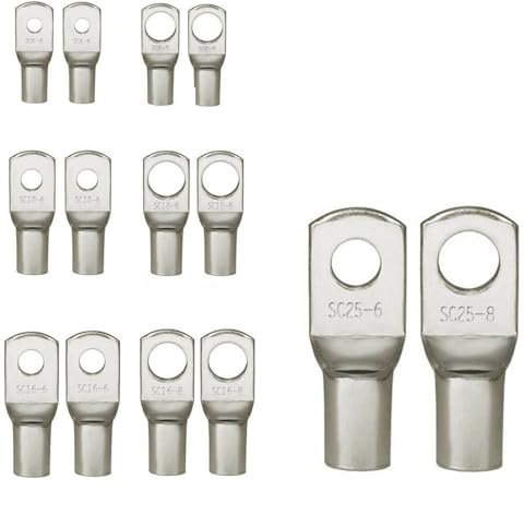 DSZUJTYROP 10/20PCS 6-35mm2 Tinned Copper Cable Lug Ring Battery Crimping Terminals Wire Welding Connectors(SC35 10PCS,M6)