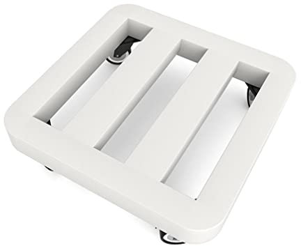 FQCXCKJ Pflanzenständer auf 4 Rädern, robuster Blumentopfhalter, großer Rollwagen, Blumentopfregal aus Metall, quadratischer Blumentopf-Caddy (weiß, 25 x 25 cm)