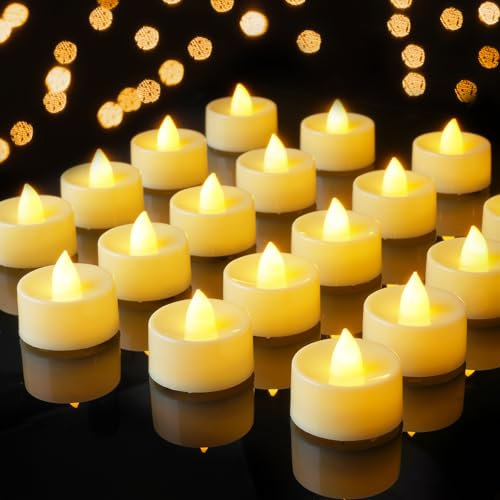 AMAGIC 12 Pack LED Flameless Tea Lights, Electric, Battery Operated Last 100 Hours+,for Home Decoration, Vovite, Table Centrepiece, Holiday, Birty Day, Valentine's Day
