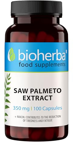Saw Palmetto 350 mg – 100 Cápsulas | Fórmula natural con vitamina B3 para el confort masculino y la vitalidad diaria | Bioherba