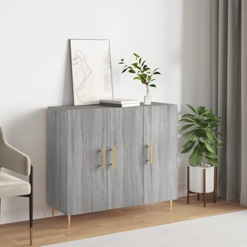 MOBCANT Sideboard, Buffetschrank Barschrank Küchenunterschränke TV-Schrank Geeignet für Korridor Foyer Wohnbereich Schlafzimmer Grau Sonoma 90x34x80 cm Holzwerkstoff