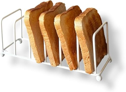 Nobel Chrome Toast Bread Rack, 6 Bread Slices Slot, Toast Cooling Holder (White - 6 Slice)