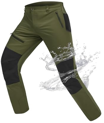Atforna - Pantaloni da trekking impermeabili da uomo, pantaloni da escursionismo funzionali, abbigliamento da ciclismo con 4 tasche con cerniera, antivento per ciclisti, avventurieri, sciatori, XL