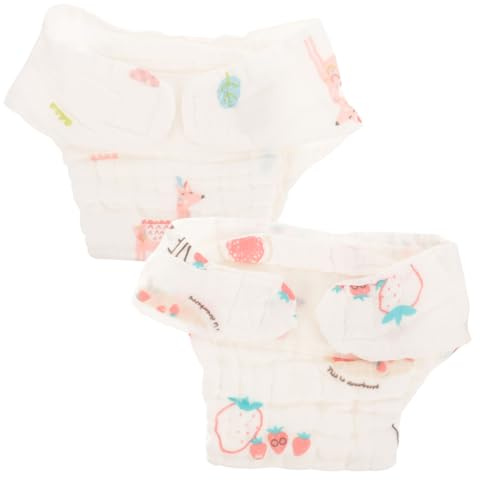 INOOMP 2 Stück Wiederverwendbare Baumwollwindeln aus Weicher Mullstoffe für Mädchen 0-3 Monate Waschbare und Komfortable Babywindelhosen zum Gehen und Reisen Zufälliger Stil