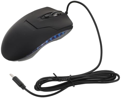 Sewroro Souris Design Abs Ergonomique avec 6 Boutons Silencieux 4 Niveaux de Dpi Réglables Filaire Noire pour Tablette et Smartphone pour Jeux et Bureautique