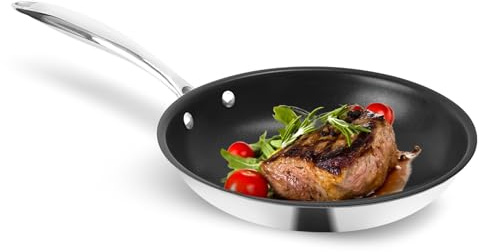 CARRERA Elite Pro Edelstahlt Pfannenset 20cm [Kartz- und Spülmaschinenfest] Bratpfanne – Antihaft – Induktion – Edelstahlpfanne – Backofenfest