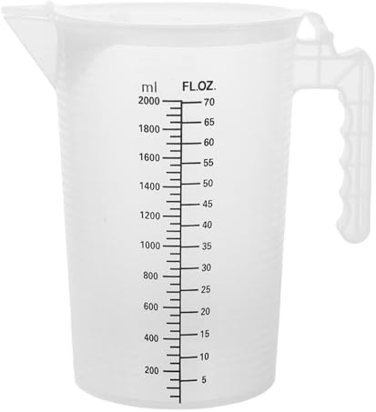 2 L Pichet avec Couvercle en Plastique Transparent Doseur Cuisine | Petit Verre Doseur, Bec Verseur Précis, Échelle Graduée pour Bar Cuisine Ouverte