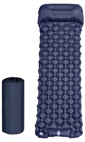 Generisch Cuscino da campeggio – 40d nylon ultraleggero e spesso Blow Up – Materasso gonfiabile con pompa a pedale integrata per escursioni e uso all'aperto