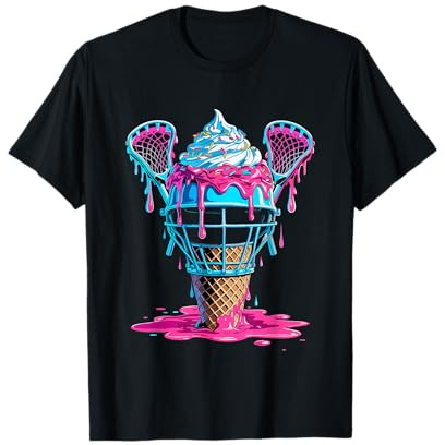 Lacrosse Ice Cream Drip Helmet Sticks Sports Fans Players T-Shirt
