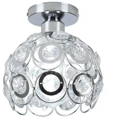 PETITES ECREVISSES Moderno Lámpara de techo de Cristal 20cm Plafón E27 Iluminación Dormitorio Sala de estar Baño Pasillo (Plata)
