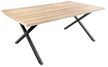 Riess Ambiente Industrial Esstisch LOFT - 160cm - Natur schwarz - rechteckig Eiche-Dekor X-Gestell Stahl Holzoptik