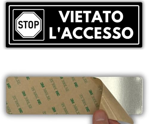LEIASA | Segnale Accesso Vietato - 7,5 x 23 cm - Spessore 2 mm - Acrilico - Targa Adesiva - Cartello Divieto di Accesso - Vietato Entrare - (Vietato Accesso)