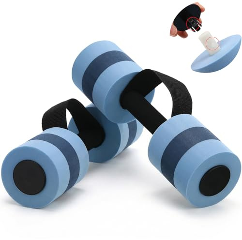 Soulchen Pool Exercise Equipment Water Dumbbells Pool Resistance Aerobic Weights EVA Foam Dumbbell with Handle Strip for Aqua Therapy Water Aerobics Weight Loss Fitness(Mixed Blue,Light)