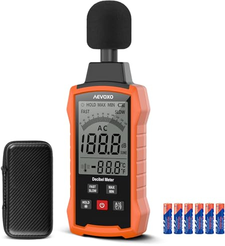 Decibel Meter, Portable Sound Level Meter with A/C Weighted, 30–130dB SPL Noise Detector, Fast/Slow Response, MAX/MIN, dB/SONE Unit, Data Hold, dB Monitor for Audio, Noisy Neighbor, Industrial
