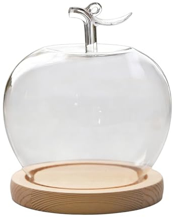 Glass Dome - Fruit Shape Desktop Decoration | Preserved Flower Glass Cloches For Collectors Home Office Retail Store Wedding Jewellery Collectibles Figures Dolls Dining Table Souvenirs And Others