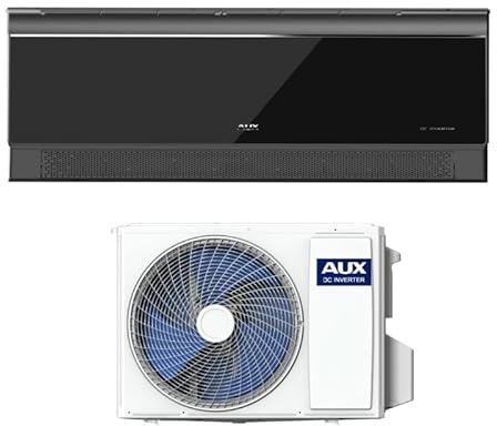 A++ AUX, kit de aire acondicionado 12000 BTU (3,5 kW) – Unidad exterior + 12000 BTU dispositivo de pared con WiFi – Refrigerante R32 – Negro brillante – Sistema split silencioso para 1 habitación