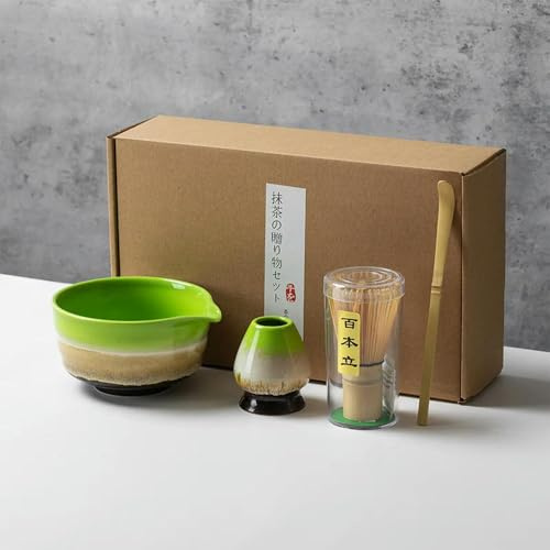 ROCILB Service à Matcha 4/5/6 pièces (Fouet, cuillère à thé, Bol en céramique), Service à thé Japonais, Accessoires pour Le thé, idéal pour Les Amateurs de Matcha, Cadeau