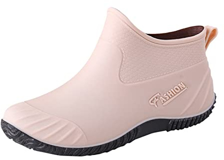 Botas de Agua Botas de Lluvia Botas de Lluvia fáciles de Poner Zapatos de Lluvia para Mujer a la, Botines Impermeables para Exteriores para Mujer, Zapatos para jardín, (Khaki, 39)