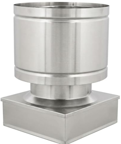 MAKA Comignolo a Botte Quadro, Terminale per Canna Fumaria Camino Stufa a Legna Pellet e Gas, Cappello Antipioggia Aspirafumo Base Quadra (520x520 mm - Inox)