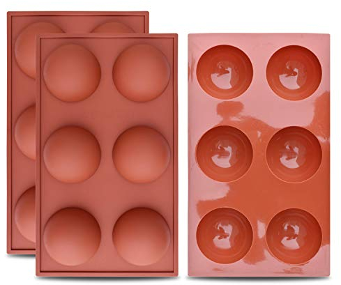 homEdge Große Halbkugel-Silikonform mit 6 Mulden, 3 Packungen, Backform für Schokolade, Kuchen, Gelee, Kuppel-Mousse