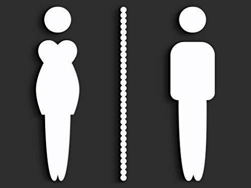 SIGNS - Plaque signalétique toilettes en Relief (15 cm) - Set adhésif Design Toilette SA107. Plaques toilette homme femme de salle de bains - Autocollants pour les wc restroom (Blanc)