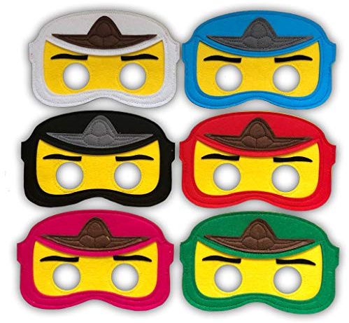 PIXEL Products NINJA Filz-Partymasken-Set (6 Masken) - perfekte Partytütenfüller, Gastgeschenke, Beute und Zubehör