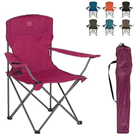 Highlander Modern Camping Chair - Compact & Lightweight, 2.2kg, Portable, Durable Steel Frame, Armchair with Cup Holder