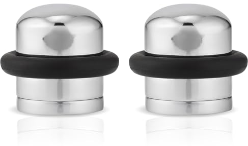 XFORT Polished Chrome Floor Mounted Door Stopper - Soundproof Door Stop with Rubber Ring to Protect Doors, Walls & Skirting - Internal and External, 2 Pack