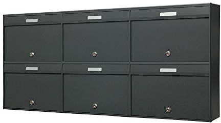 Cassette Postali Condominiali per Esterno P6 da 6 posti in Alluminio e Acciaio Inox Grigio Antracite