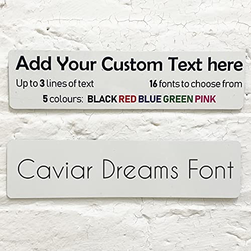 Personalised Aluminium Metal Plaque Bespoke Sign Childs Bedroom Door Add Own Text - in Caviar Dreams Font (20 x 5 cm, 7.8 x 2 inches)
