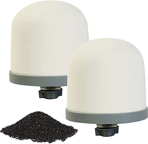 HUINING Filtre à eau dôme en céramique, filtre de remplacement pour unité de préfiltration de l'eau de rechange 0,15 à 0,5 micron pour système de filtration d'eau domestique. (Carbon-2pc)
