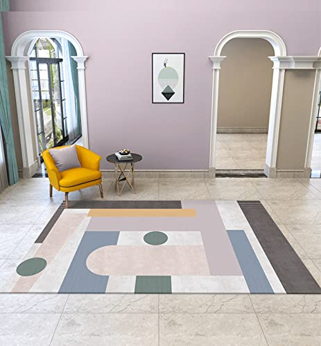 Teppich mädchen Teppich bettumrandung Teppich Rosa blau gelb gestreift geometrisches Design Jungen Zimmer deko 200x300cm