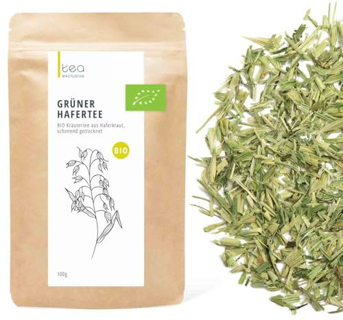 Grüner Hafer Tee, BIO, Grünhafer geschnitten, Premium Rohkost Qualität, Hafertee, für Trinkkuren, zum Fasten, 100g - tea exclusive