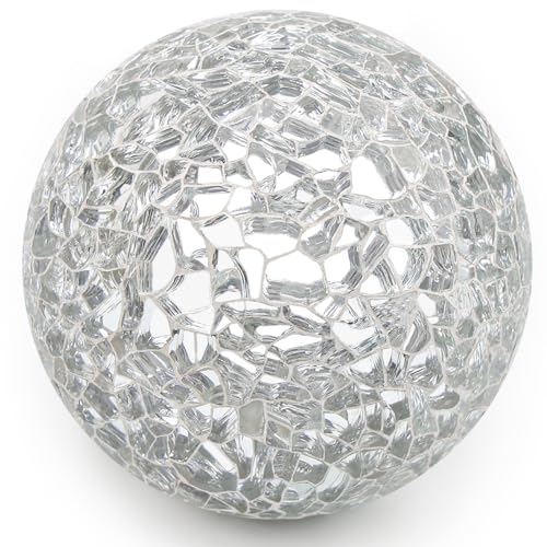 Woration 1 pieza de bolas de Navidad de cristal decorativas plateadas adornos orbes mosaico esfera sólida mesa centro de mesa jarrones bandeja tazón exhibiciones hogar fiesta decoración boda