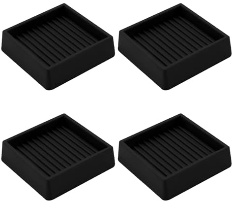 VOCOMO 2X2 Rubber Caster Cups, Non Slip Furniture Pads, Anti-Slip Furniture Gripper, Anti Skid Furnitures Feet, Anti Slide Floor Protector for Bed Couch Table Chair Stoppers - 4 Pack, Black